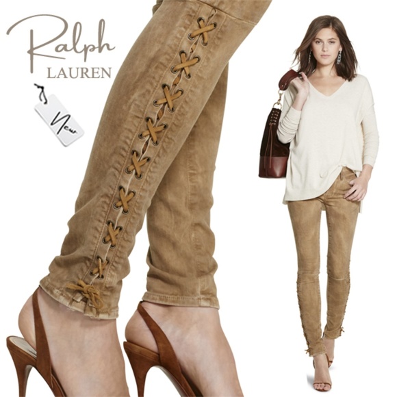 Polo Ralph Lauren Denim - 🔥 HP 🔥 Polo RL leather laceup skinny jeans
